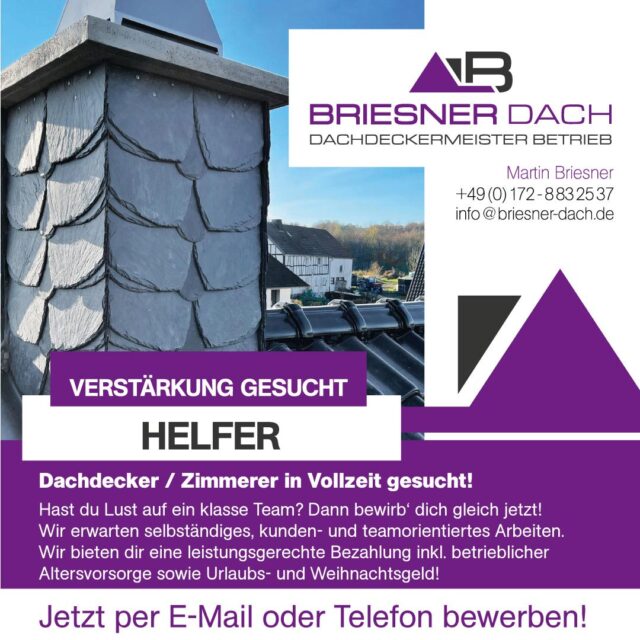 Job Angebot Anzeige Helfer Briesner Dach