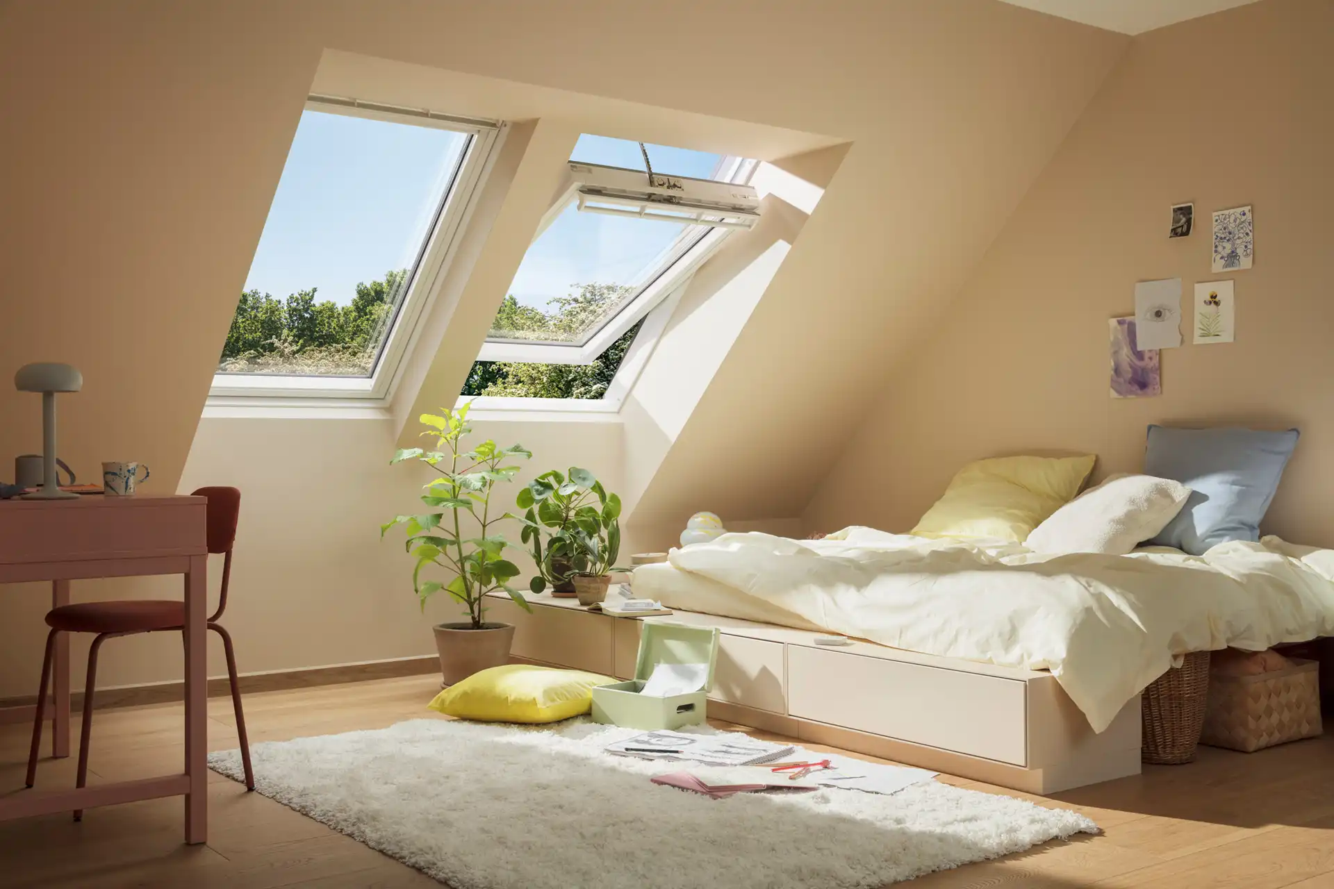 Dachfenster Duo Velux Elektro Schlafzimmer